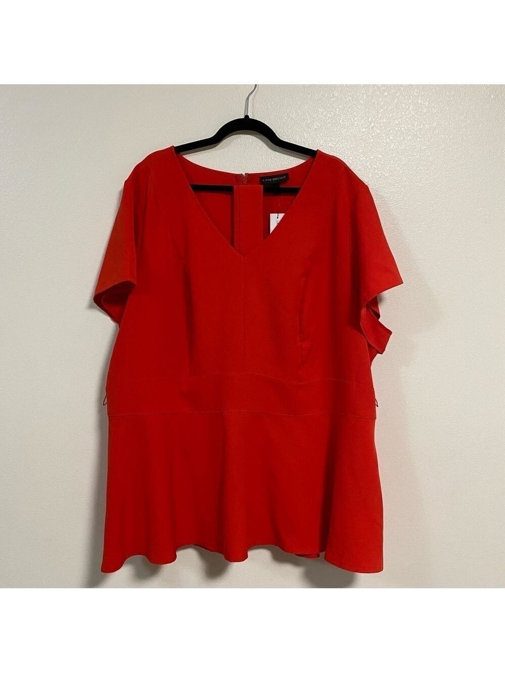 Lane Bryant Shirt Blouse Peplum Orange Plus Size 28 NWT